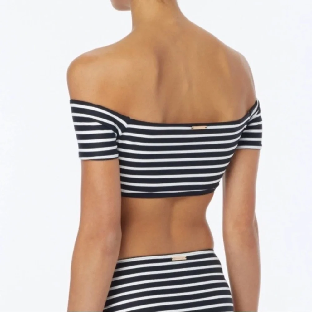 michael kors Striped Black and White bikini top extra small